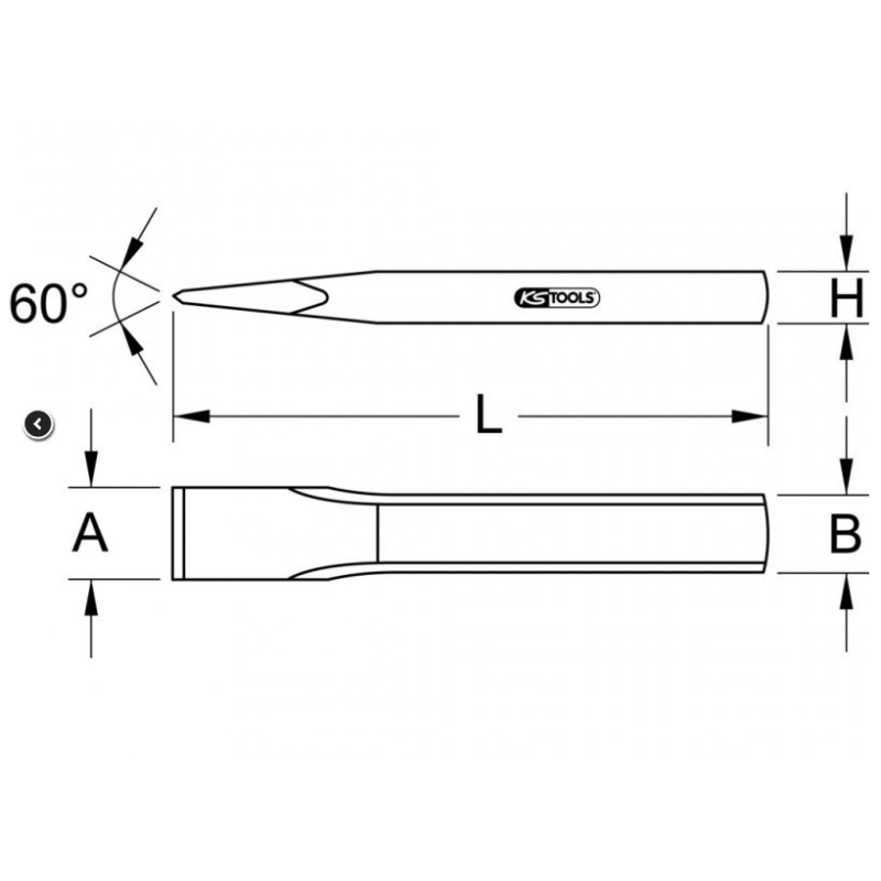 Burin méplat réafutable  - profil constant - 23 mm -Longueur 250 mm-